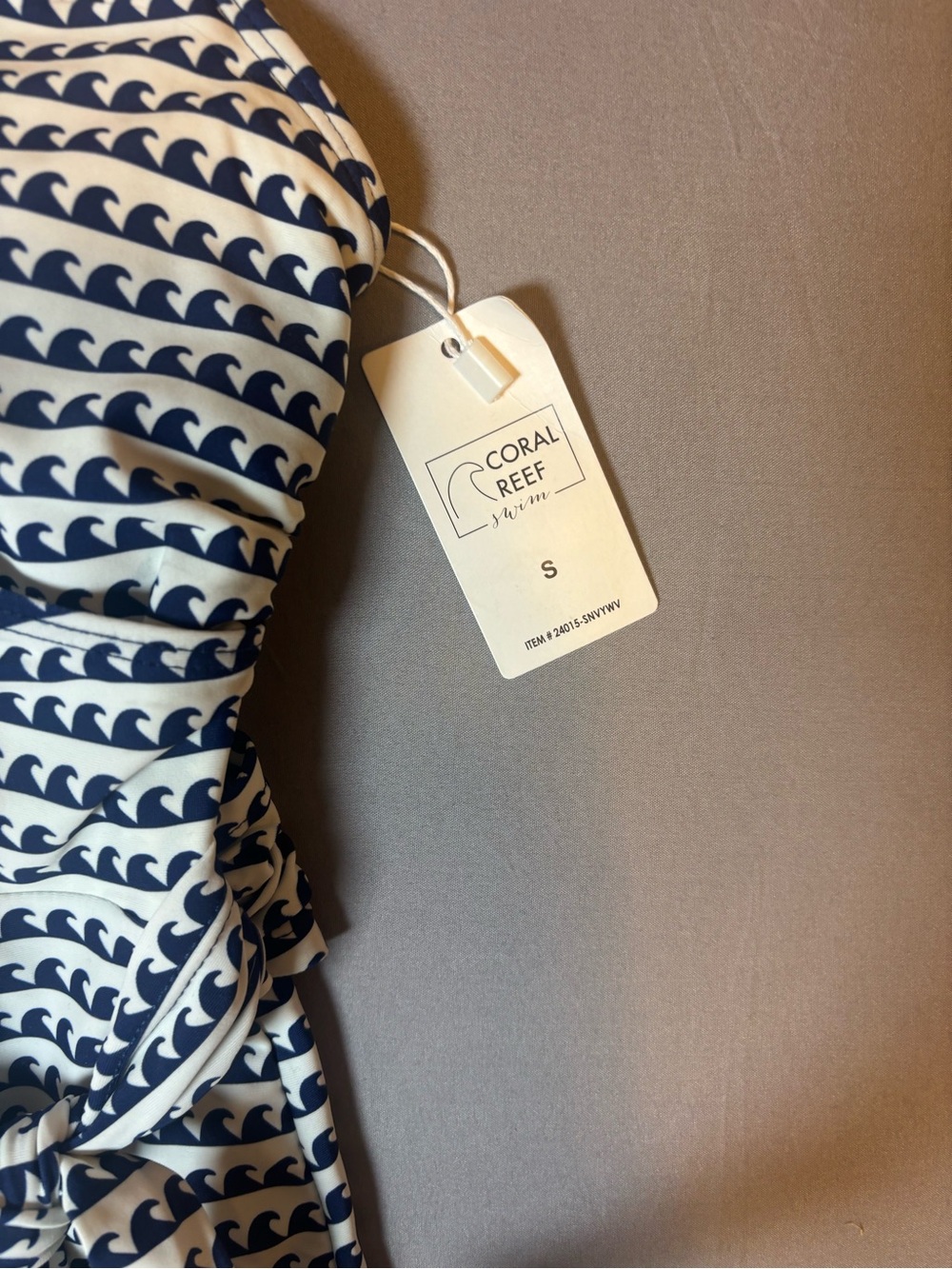 New with Tags Coral Reef Swim Navy and White Printed One-Piece Wrap Swimsuit - Picture 2 of 5